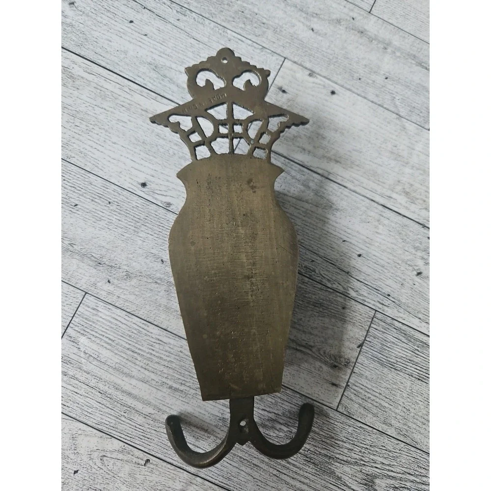 Decorative Brass Wall Hook Flower Pot Engraved Double Hook Home Decor